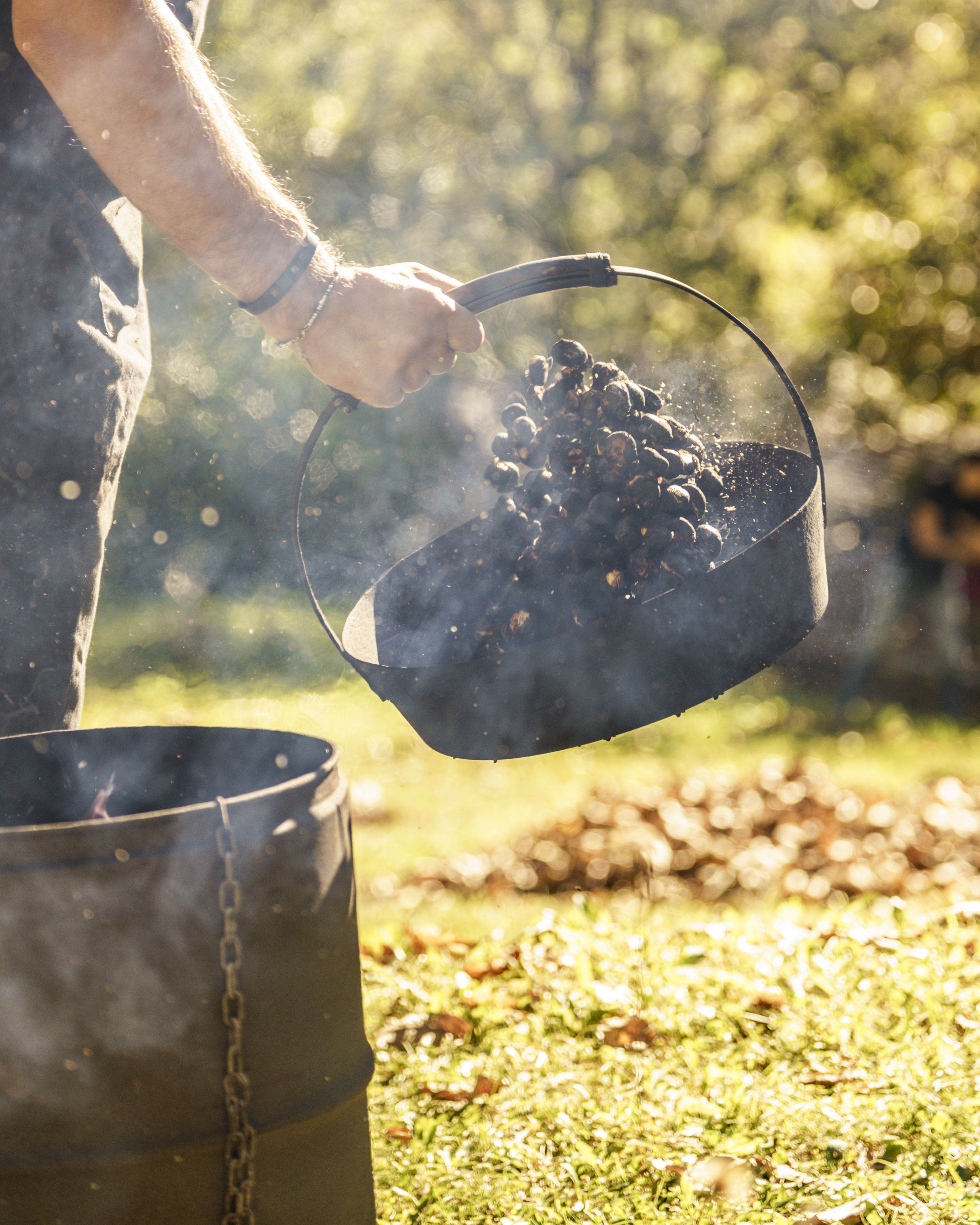 Kastanienfest Valposchiavo gebratene Kastanien geschüttelt
