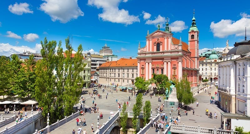 Slowenien Ljubljana Preseren Square